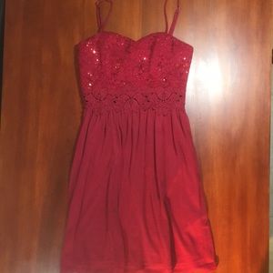 Burgundy fit and flare homecoming (or prom!) dress